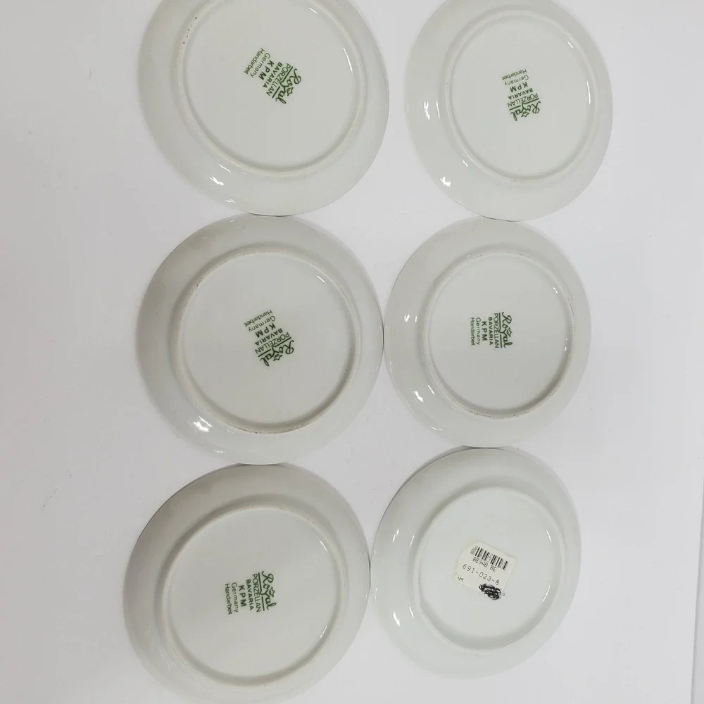 Royal Porzellan Bavaria KPM Coasters Set of 6 White Black Germany 4in Landmarks